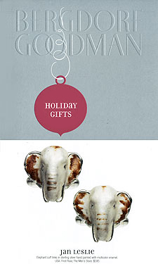 Jan Leslie Enameled Elephant Cufflinks as seen in Bergdorf Goodman catalogue